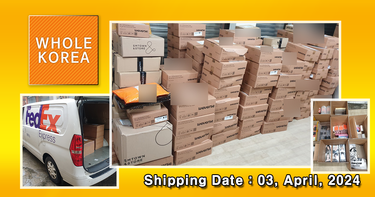 WHOLEKOREA – Shipping History (03, April, 2024)
